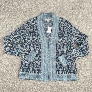 Christopher & Banks Cardigan Women's Blue Open Front Sweater Size Medium NEW
